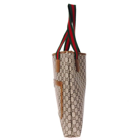 Vintage GUCCI PLUS Supreme Web GG Monogram Canvas Leather Shopper Bag - Picture 4 of 11